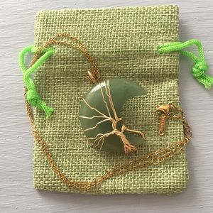 Green Aventurine Necklace Aventurine Pendant with Gold Stainless Steel Chain